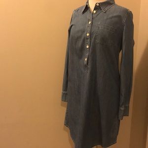 💙J.Crew Denim Long Sleeve Dress w/ button down - S